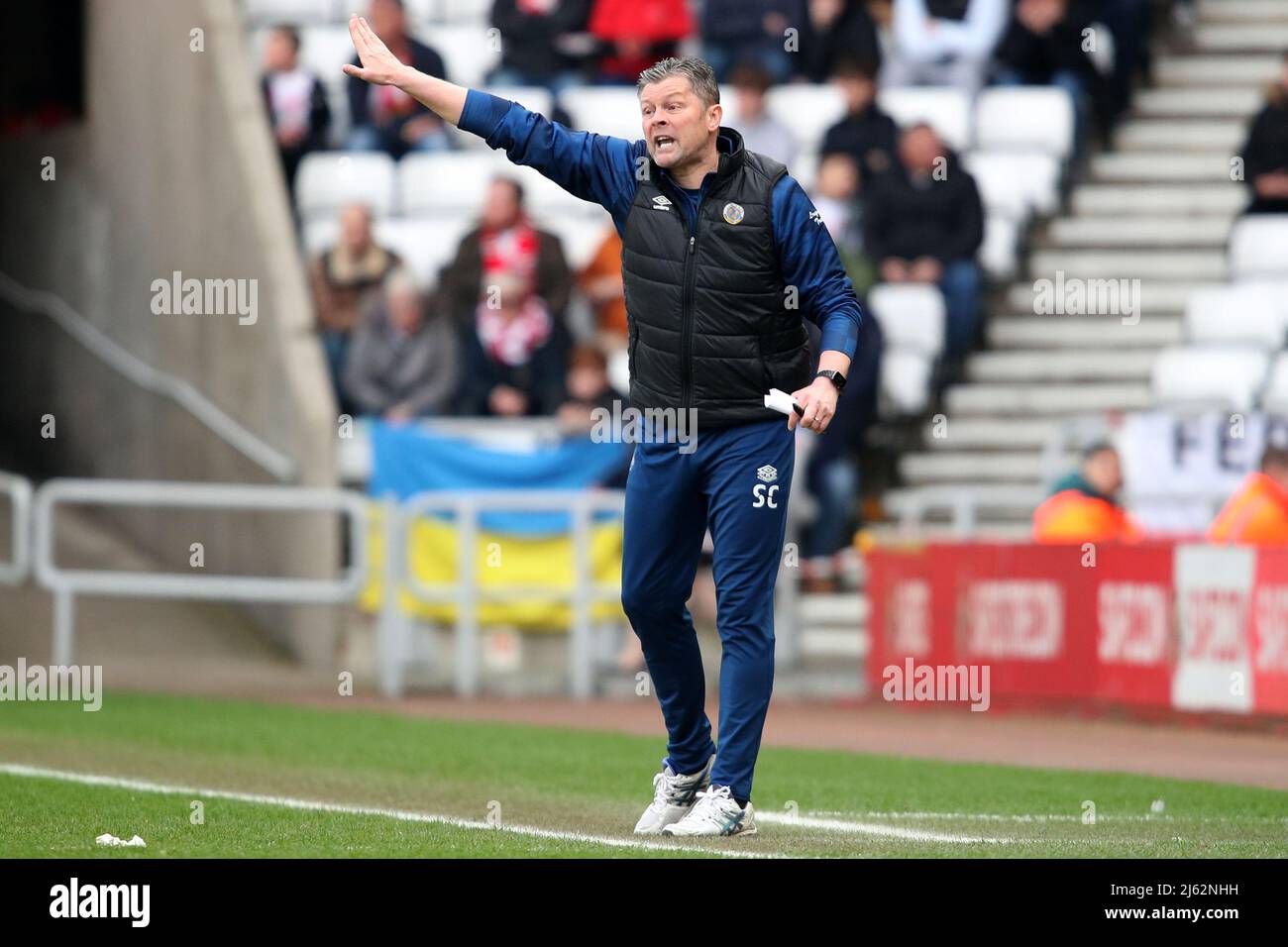 Directeur de Shrewsbury Town, Steve Cotterill - Sunderland / Shrewsbury Town, Sky Bet League One, Stadium of Light, Sunderland, Royaume-Uni - 15th avril 2022 usage éditorial uniquement - restrictions DataCo applicables Banque D'Images