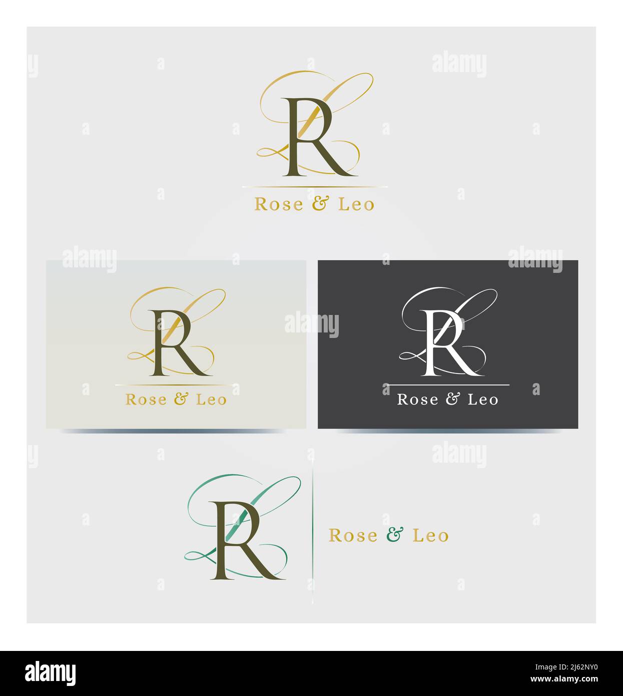 Icônes lettre R et L, initiales, monogramme, logo pour les entreprises, maquette de carte en plusieurs couleurs Illustration de Vecteur