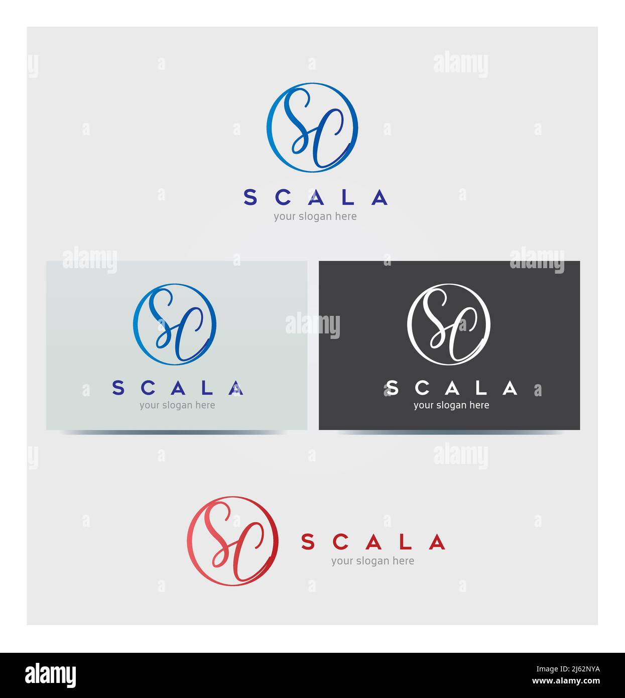 Icônes lettre S et C, monogramme, logo pour les entreprises, maquette de carte en plusieurs couleurs Illustration de Vecteur