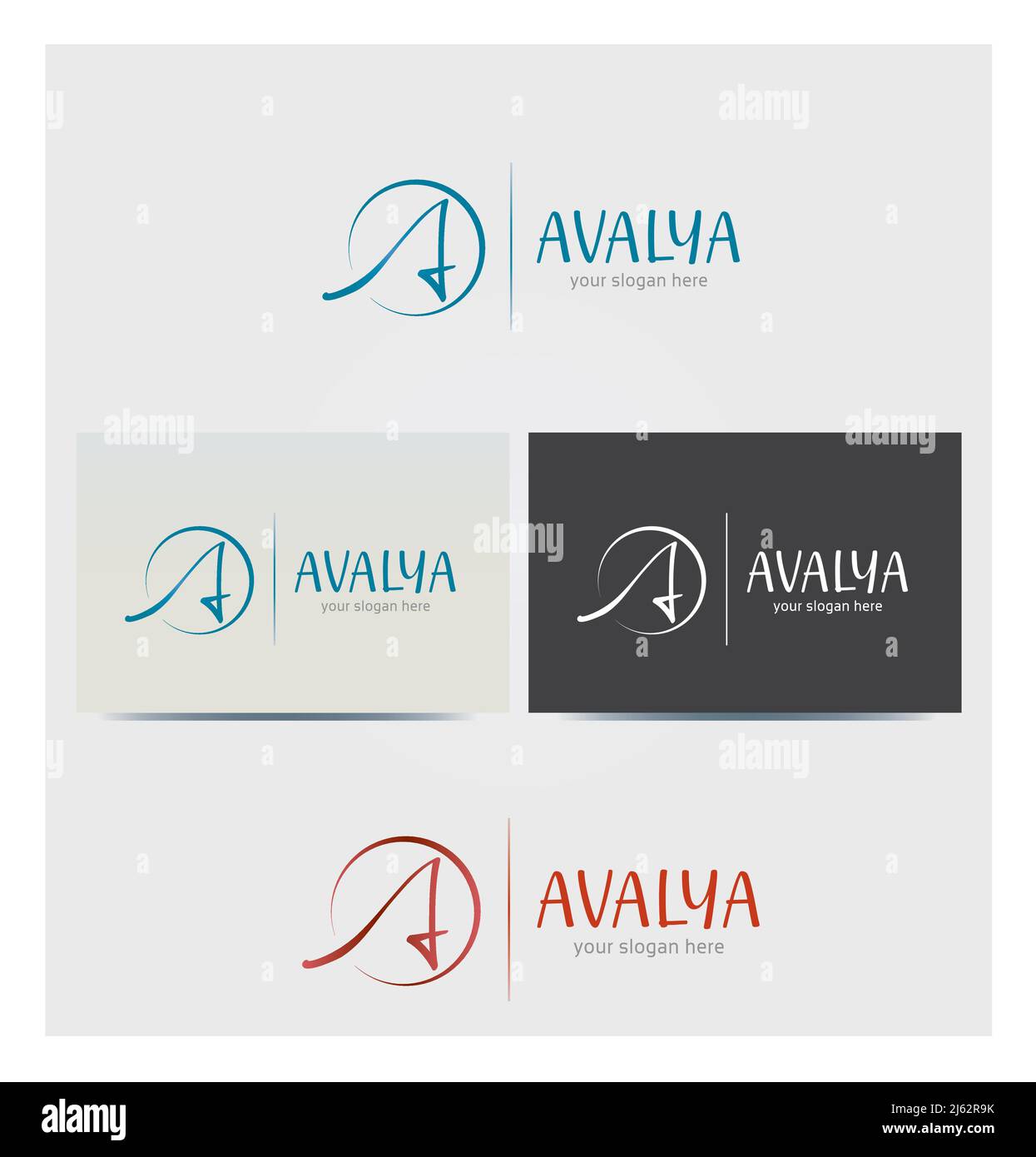 Lettre A icône, monogramme, logo initial pour l'entreprise, maquette de carte en plusieurs couleurs Illustration de Vecteur