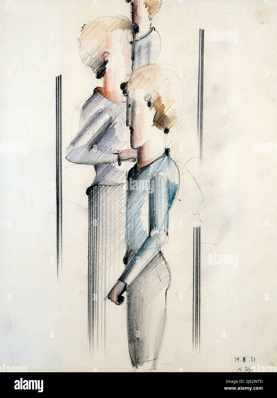 Art par Oskar Schlemmer - trois figures (1931) Banque D'Images