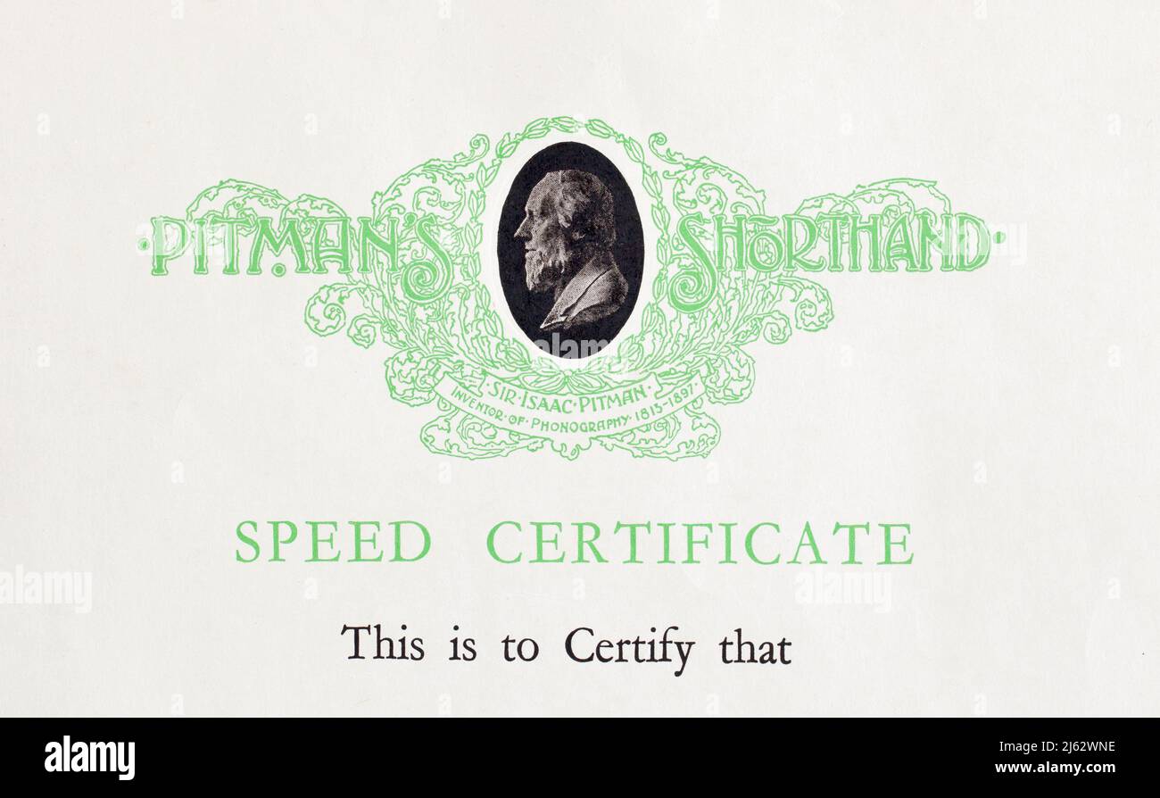 Certificat d'abréviation Pitmans Banque D'Images