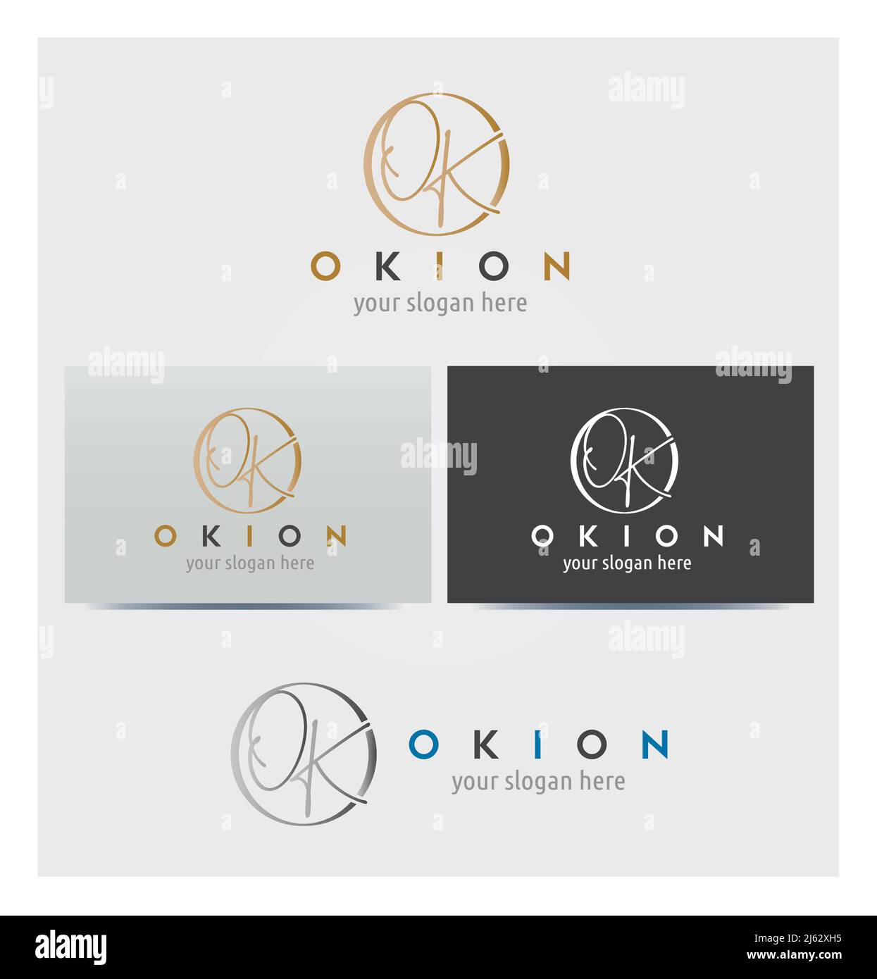 Lettres OK O et K icônes, logo pour entreprise, maquette de carte en plusieurs couleurs Illustration de Vecteur