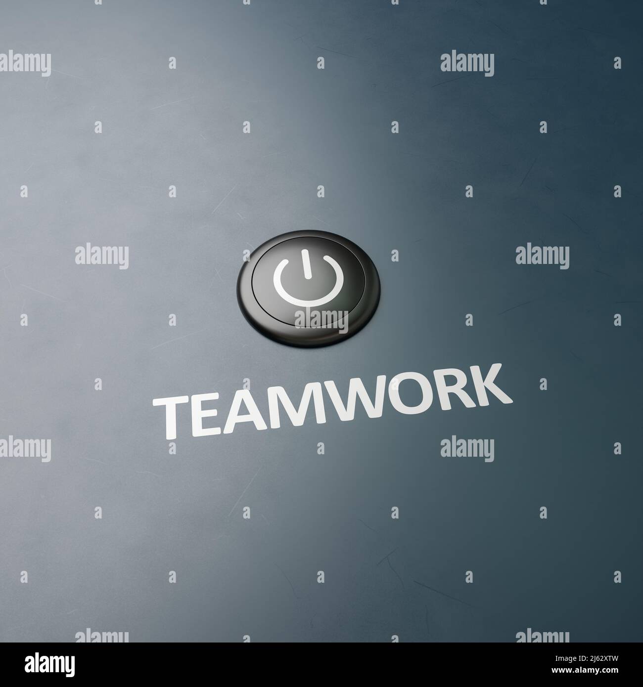 Bouton noir avec le mot « travail d'équipe » comme étiquette - concept de mise en œuvre de mesures pour activer un meilleur travail d'équipe. Copiez l'espace autour pour un meilleur recadrage Banque D'Images