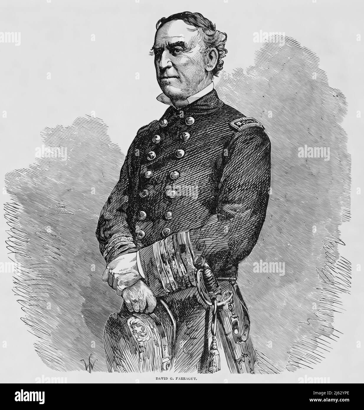 Portrait de David Glasgow Farragut, amiral de la marine de l'Union pendant la guerre de Sécession. illustration du siècle 19th Banque D'Images
