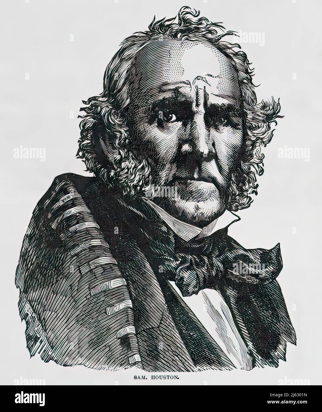 Portrait de Samuel Houston, gouverneur et sénateur du Texas. illustration du siècle 19th Banque D'Images