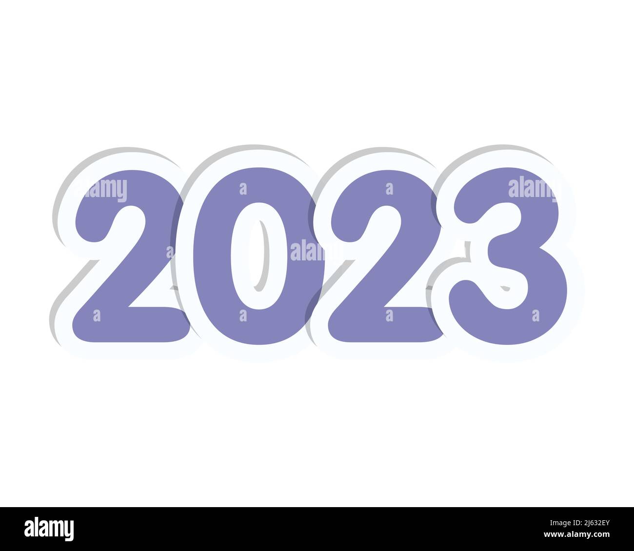 Autocollant nouvel an 2023 avec chiffres et lapin, isolé, fond blanc. Illustration vectorielle Illustration de Vecteur