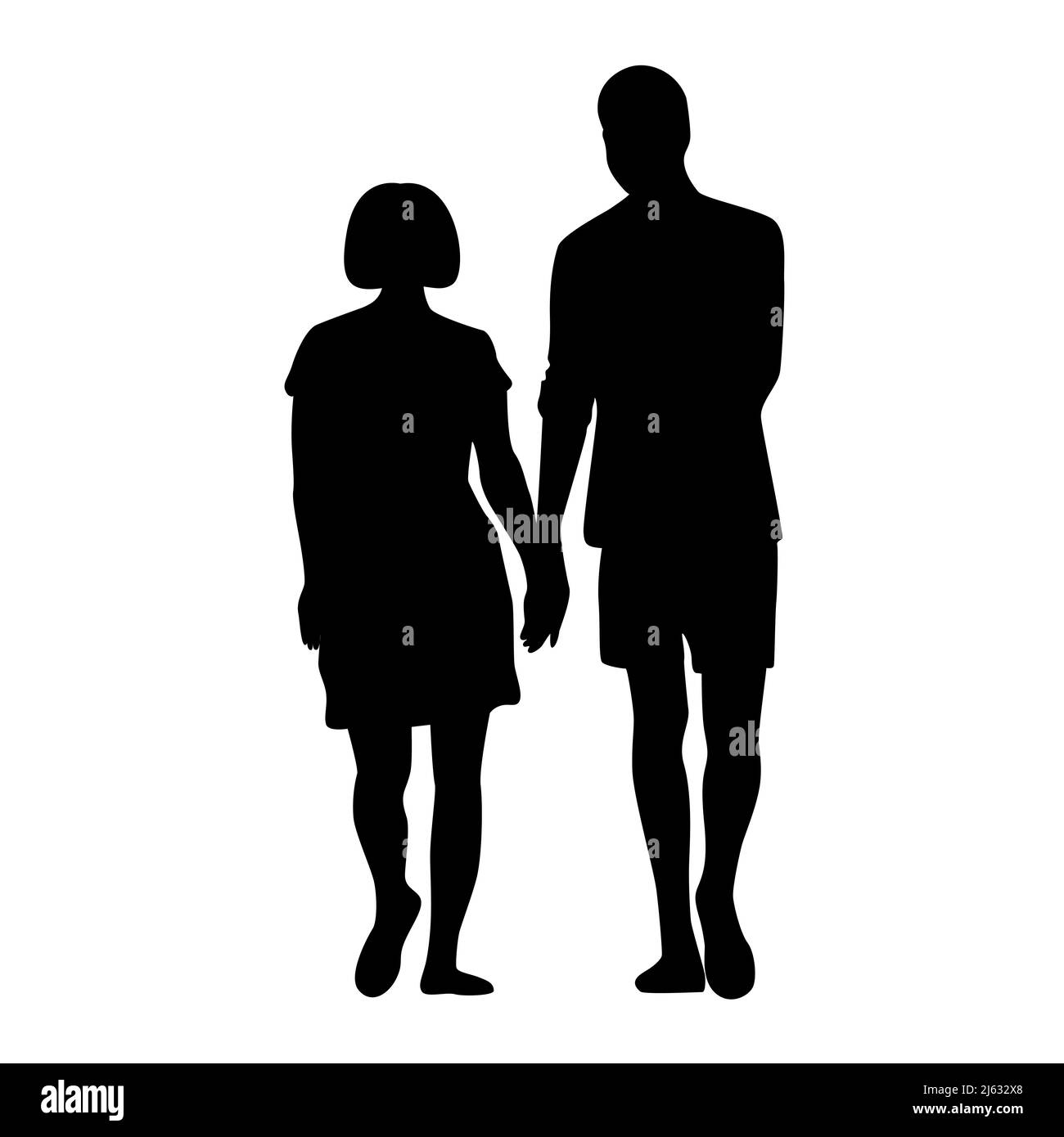 Homme et femme tenant les mains silhouette vecteur isolé illustration Illustration de Vecteur