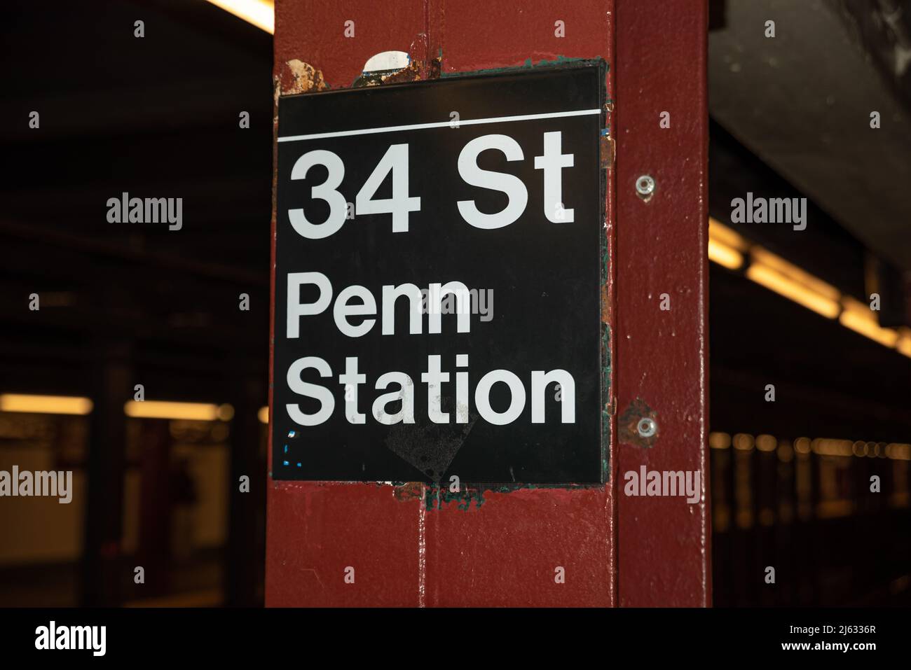 #34th Street, panneau de métro Penn Station à Manhattan, New York City Banque D'Images