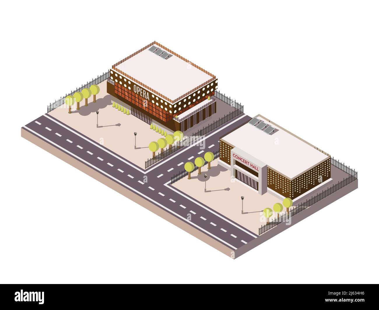 Lieux de divertissement ensemble isométrique avec opéra et vecteur de salle de concert illustration Illustration de Vecteur