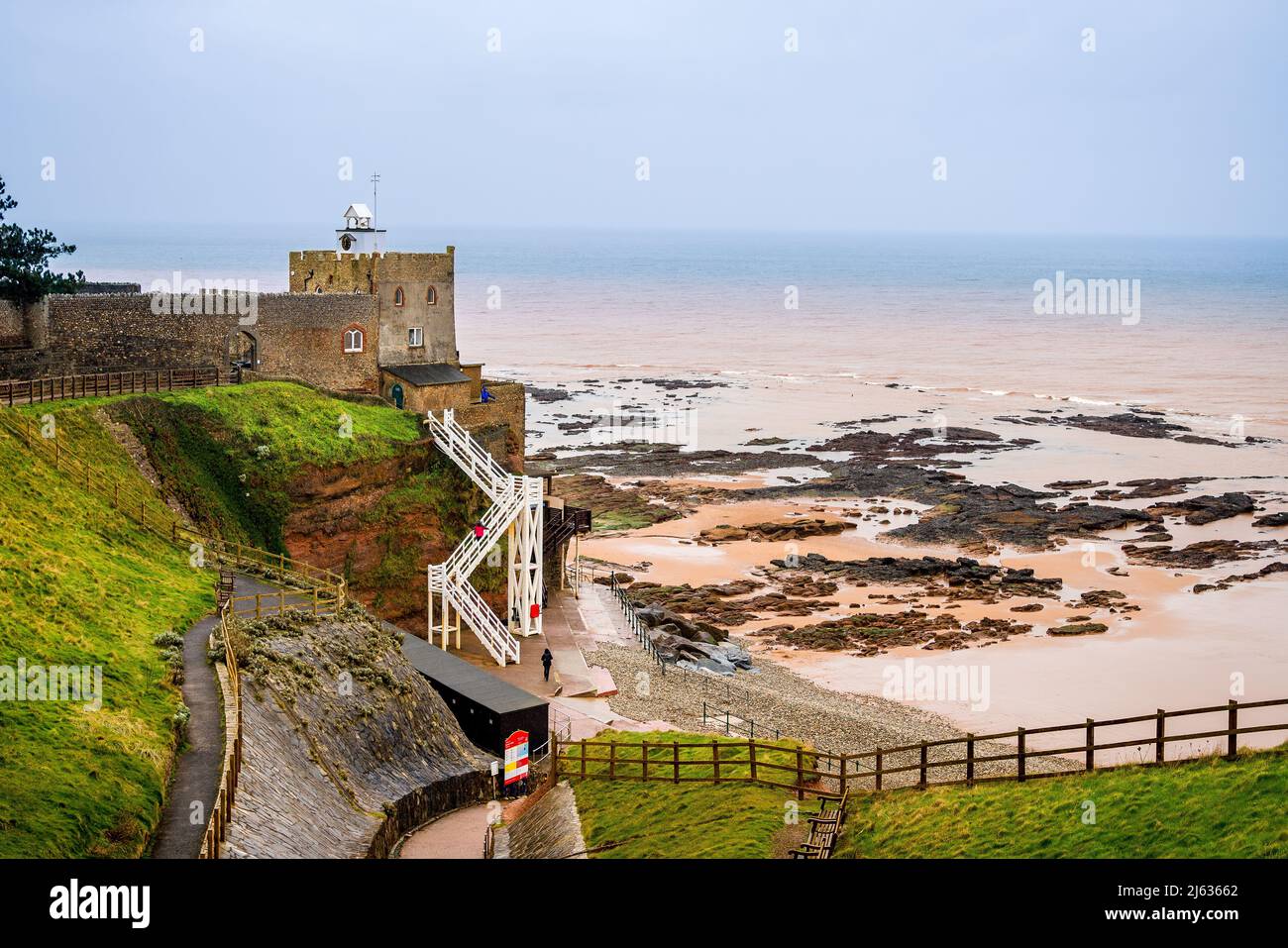 Peak Hill et l'ancienne Tour de l'horloge, Sidmouth Banque D'Images