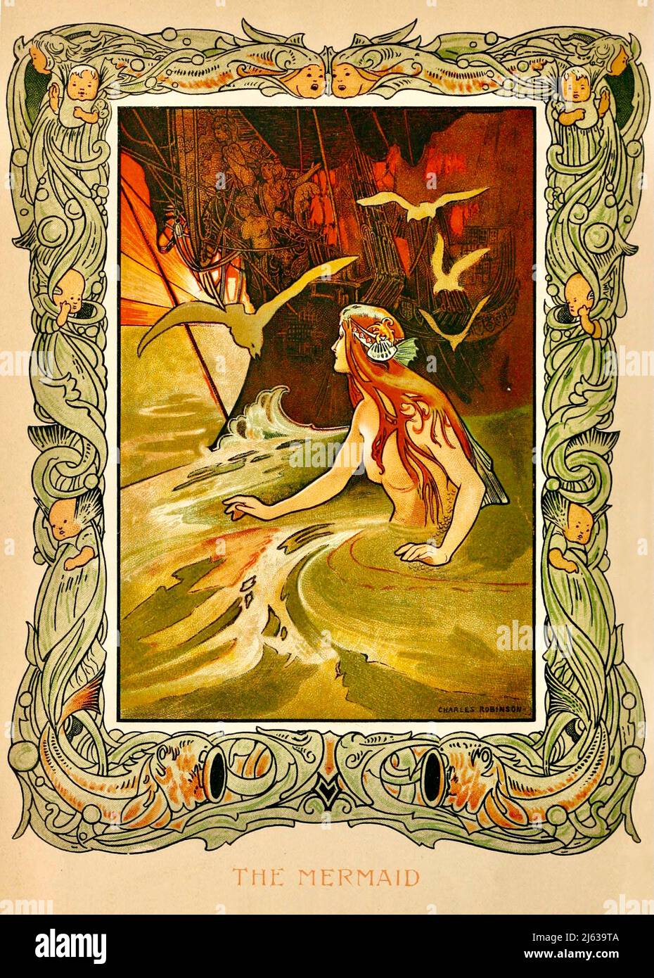 La Sirène. (Illustration de Charles Robinson dans contes de fées de Hans Christian Andersen) - 1899. Banque D'Images