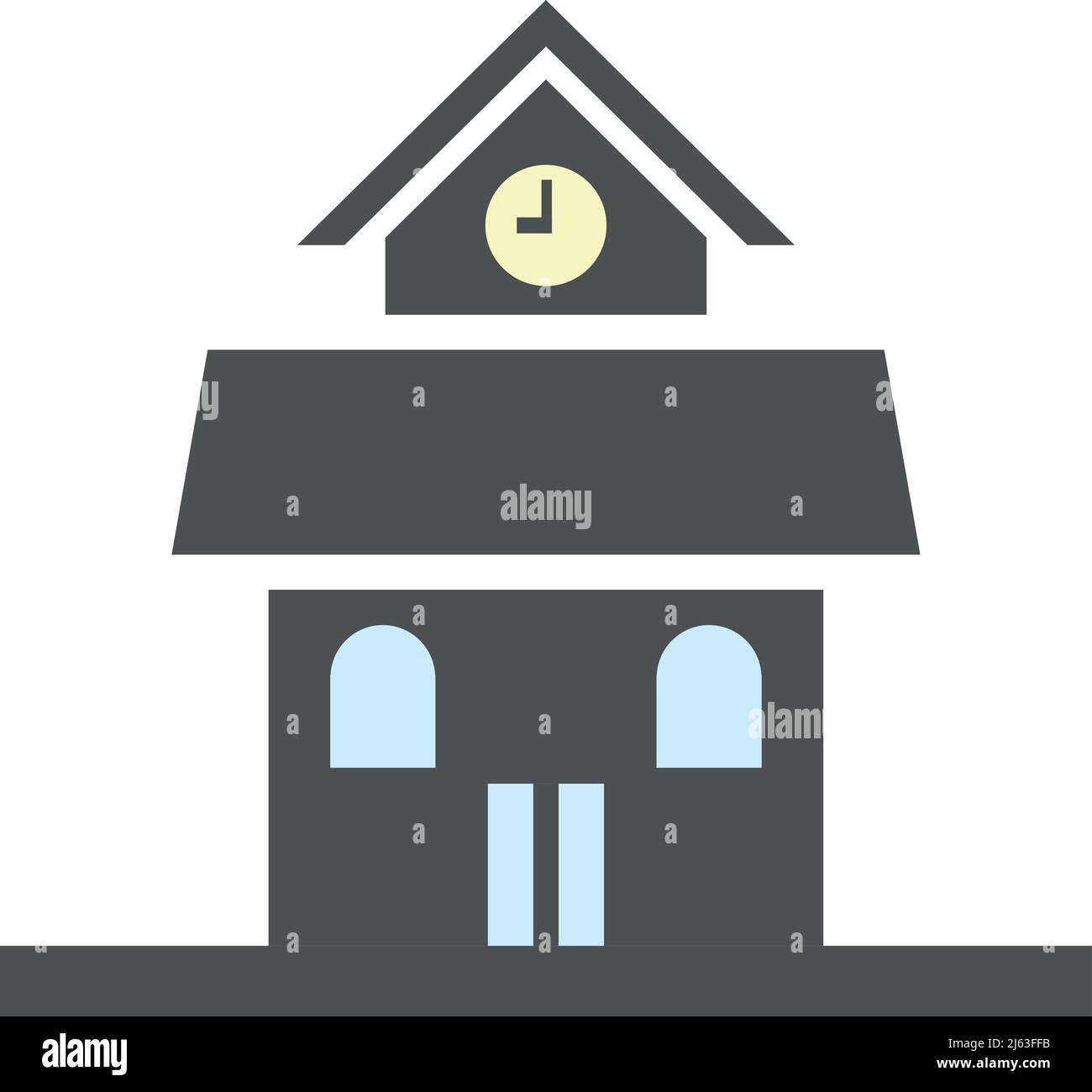 Extérieur du bâtiment de la ville. Façade d'architecture avec horloge murale Illustration de Vecteur