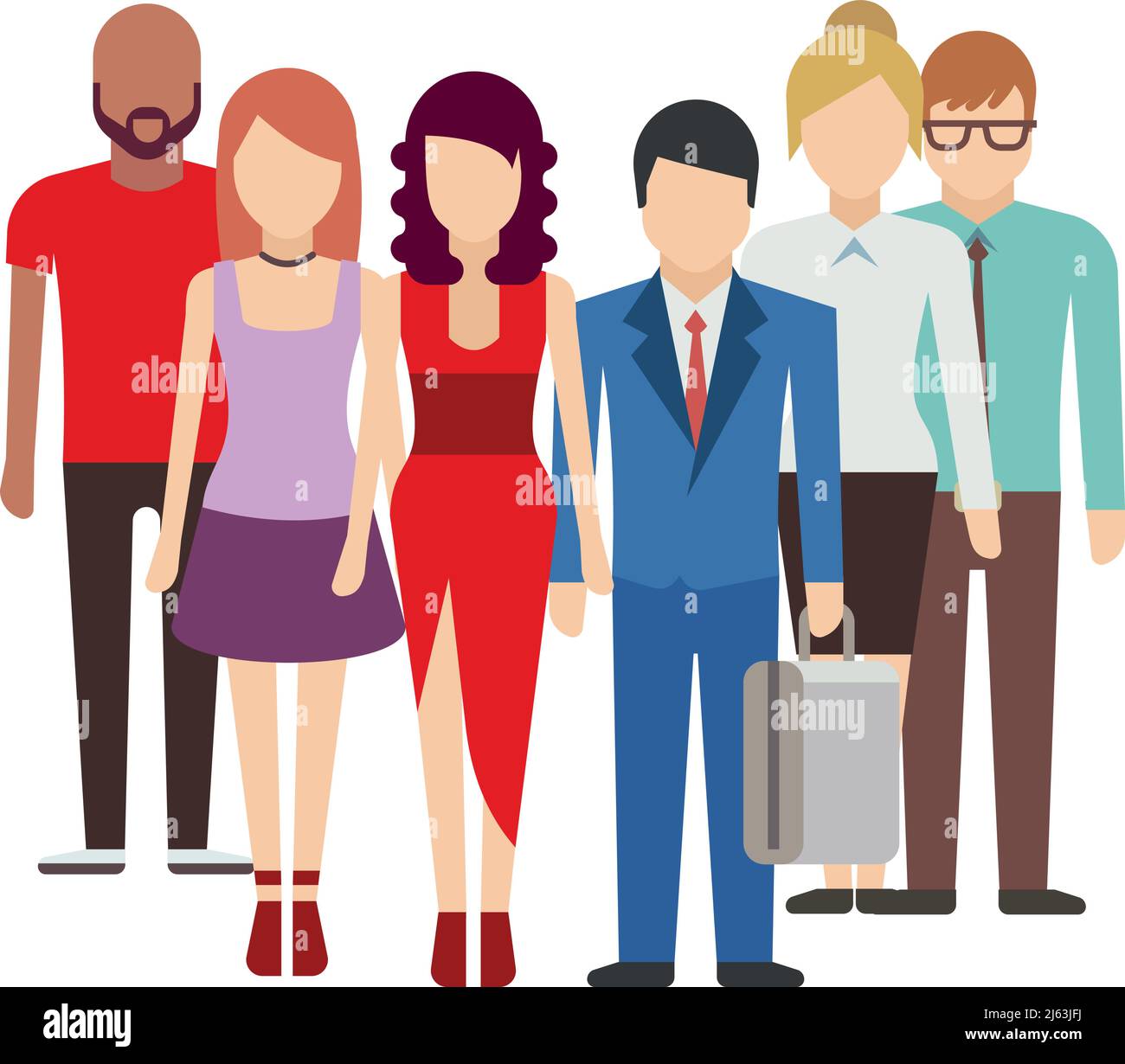 La foule humaine. Différentes personnes debout. Différents caractères Illustration de Vecteur