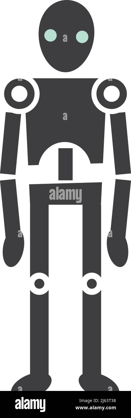 Icône de robot noire. Caractère Android. Homme mécanique Illustration de Vecteur