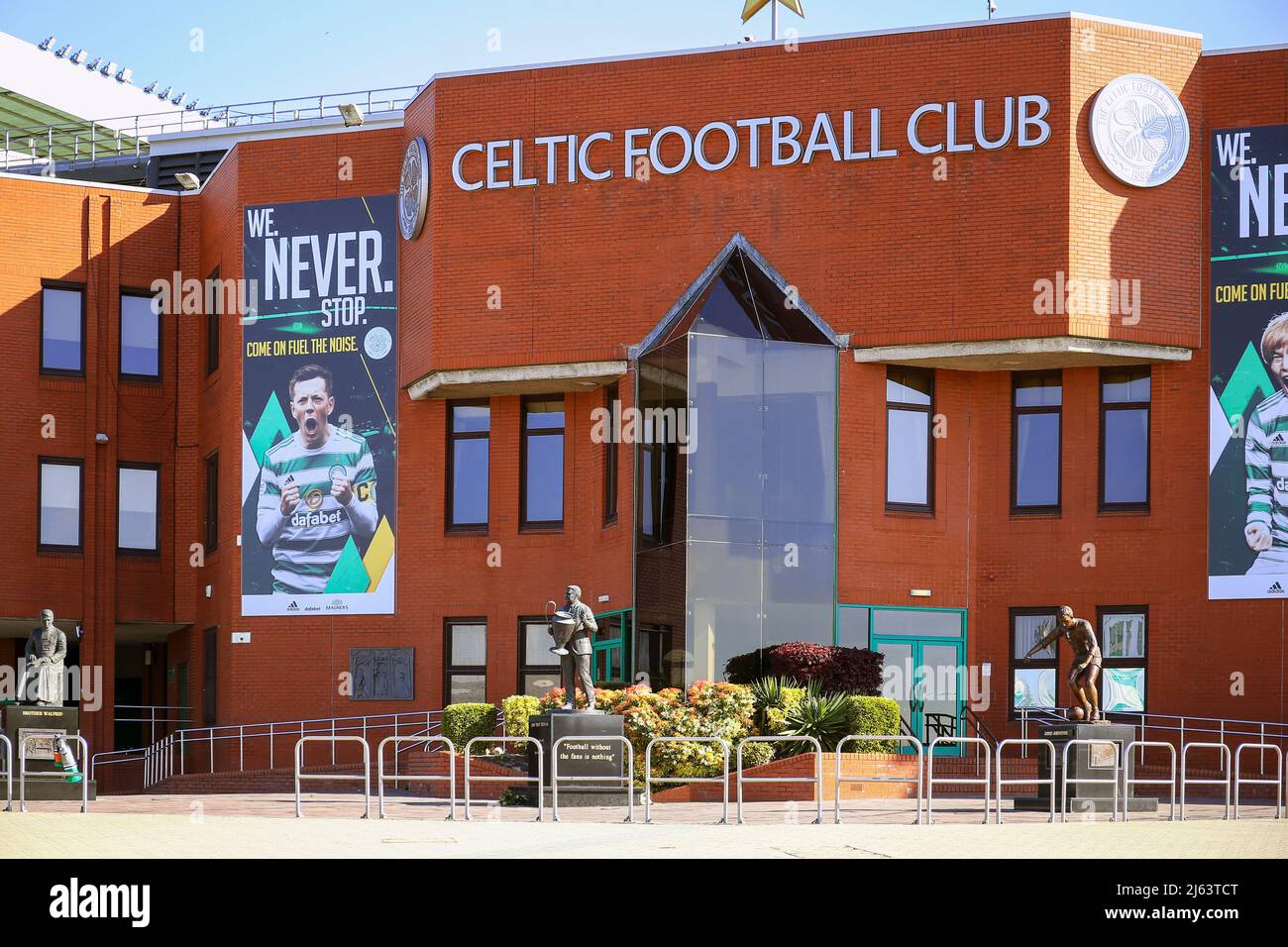 Entrée principale du stade de football Parkhead, stade du Celtic FC, Glasgow, Royaume-Uni Banque D'Images