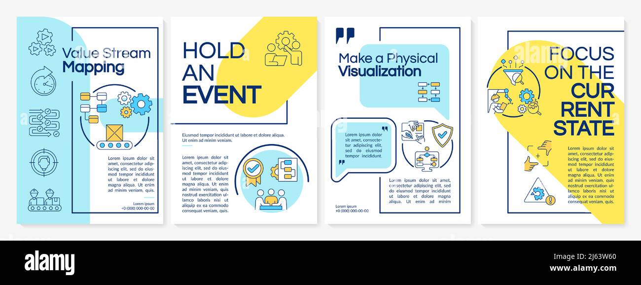 Modèle de brochure jaune et bleu de cartographie de la chaîne de valeur Illustration de Vecteur
