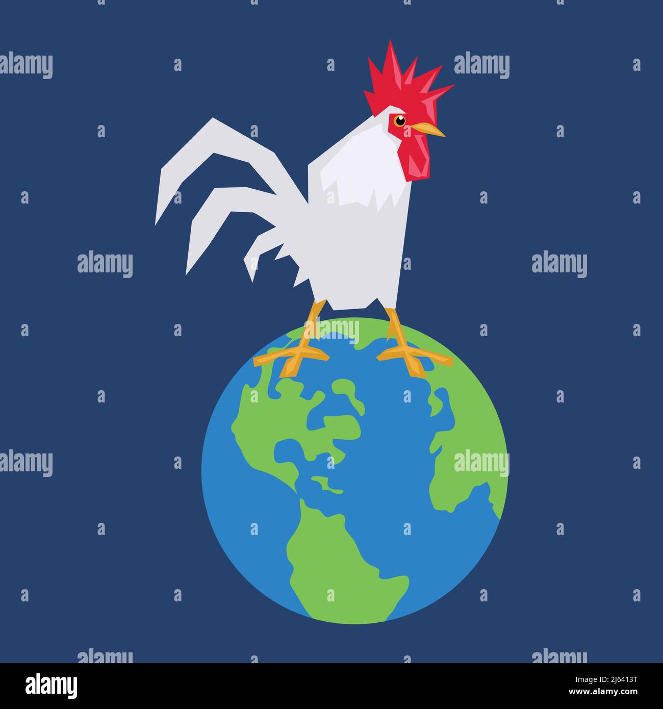 Illustration de la planète animale , du coq et du vecteur terrestre Illustration de Vecteur