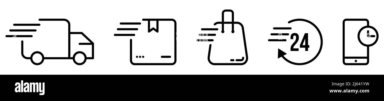 Jeu d'icônes de service d'expédition et de livraison. Illustration vectorielle isolée sur fond blanc Illustration de Vecteur