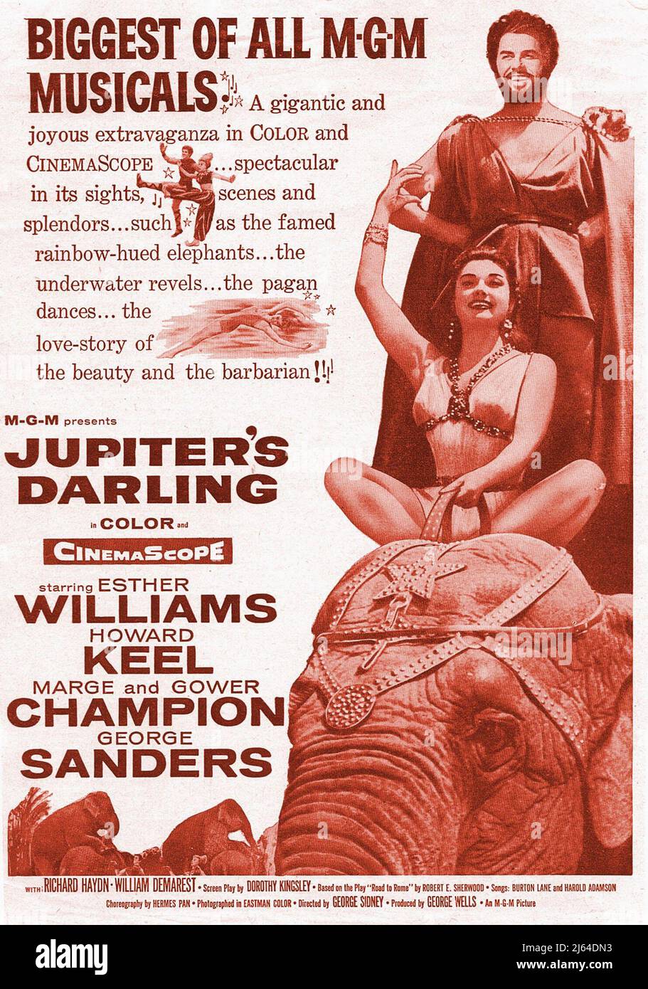 ESTHER WILLIAMS, AFFICHE DU CHAMPION GOWER, JUPITER'S DARLING, 1955 Banque D'Images