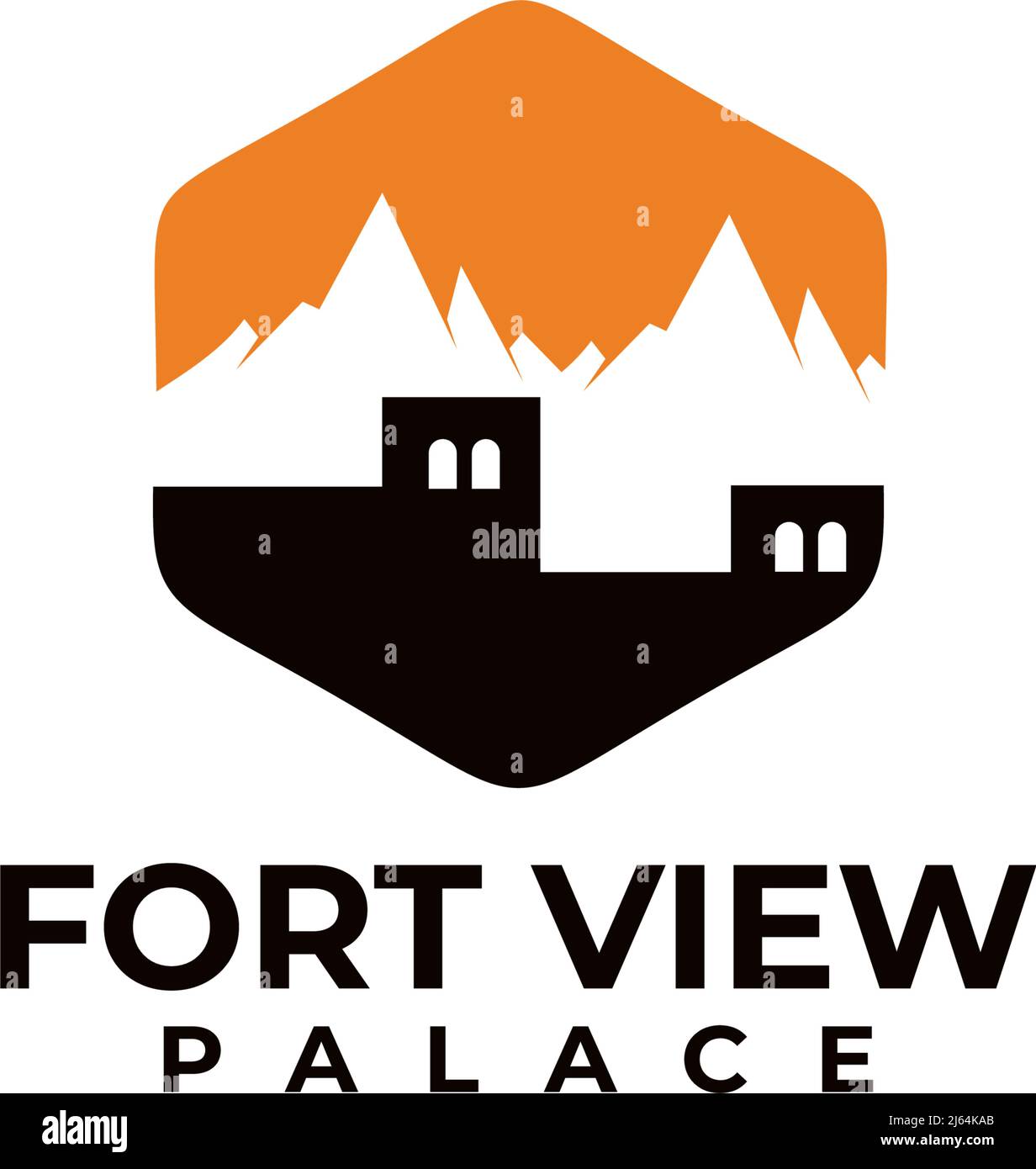 Logo de l'hôtel avec vue sur la montagne Illustration de Vecteur