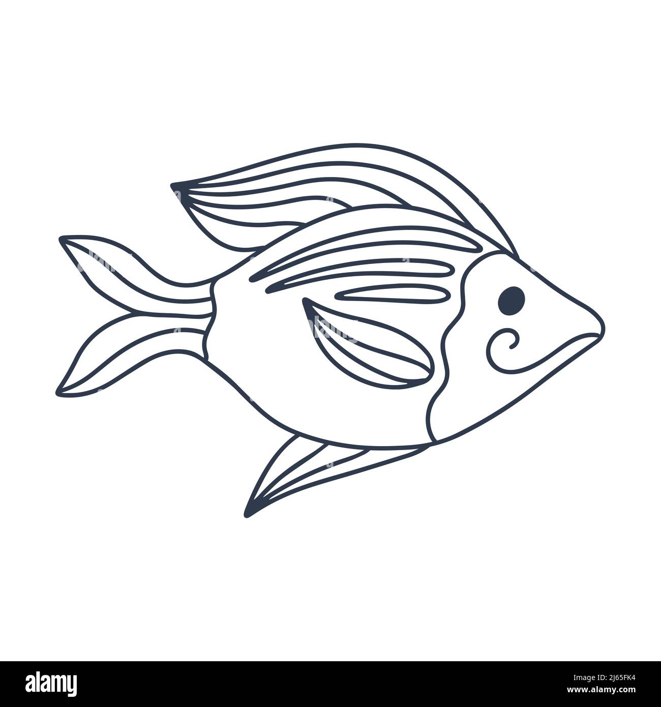 Illustration de l'oedle de poisson de mer ou de rivière. Dessin enfant habitant sous-marin Illustration de Vecteur