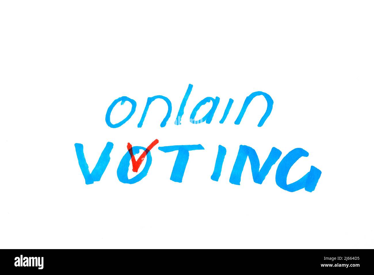 Inscription de vote en ligne sur fond blanc. Banque D'Images