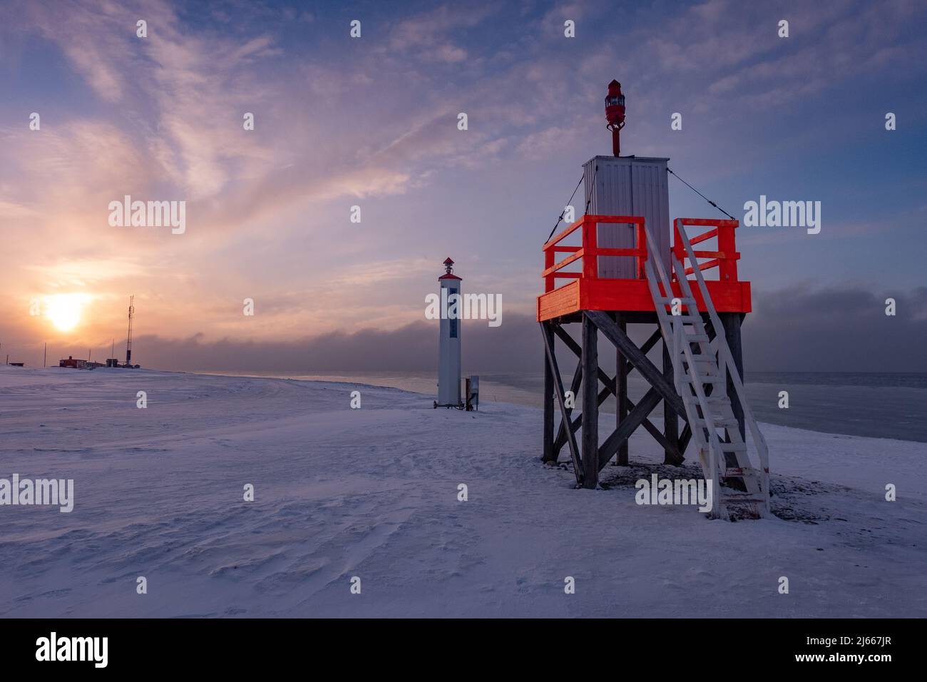 Vieux phare de Vestpynten, Longyearbyen, Svalbard Banque D'Images