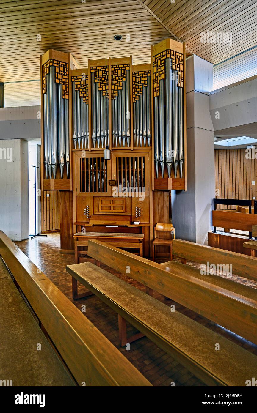 Orgel, moderne Kirche, Verklaerung Christi, Oy, Allgaeu, Bayern, Allemagne Banque D'Images