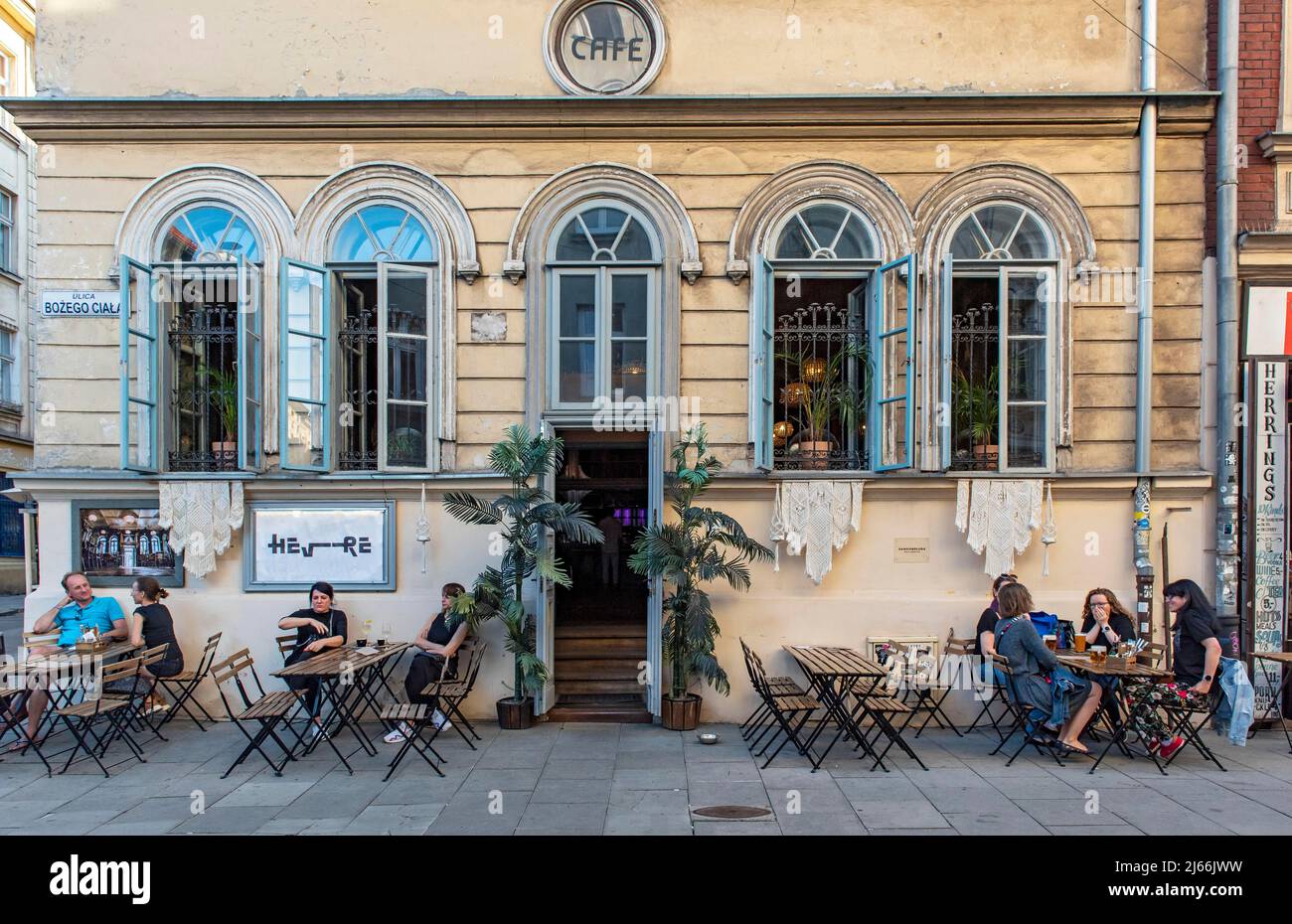 HEVRE Cafe à Kazimierz, Cracovie, Pologne Banque D'Images