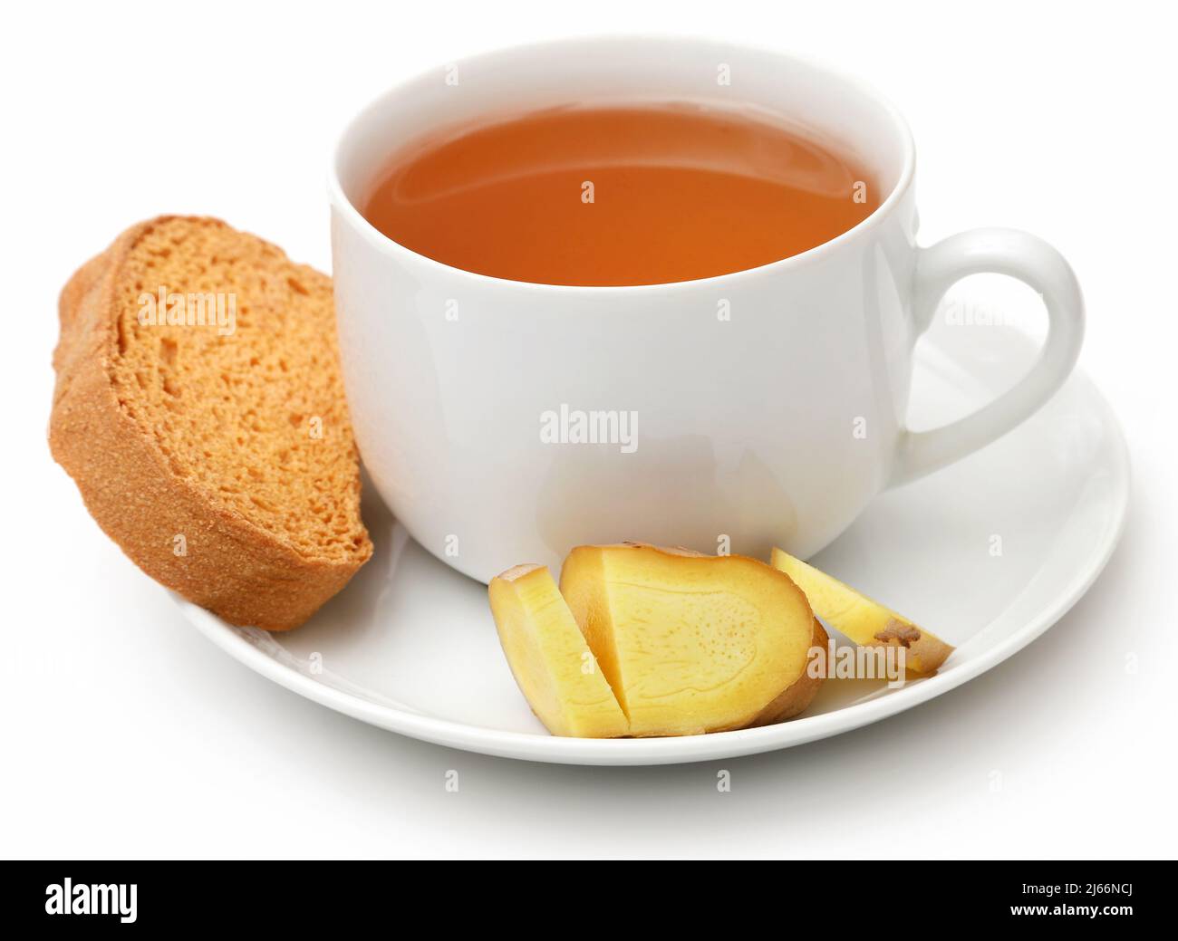 Tisane avec différentes herbes et ingrédients et toast comme petit déjeuner Banque D'Images