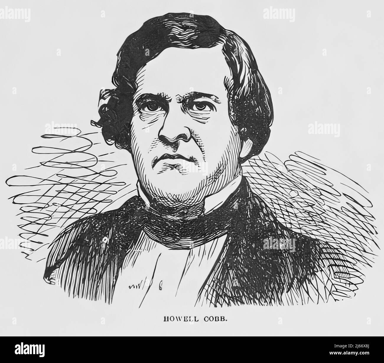 Portrait de Howell Cobb, président du Congrès provisoire des États confédérés pendant la guerre civile américaine. illustration du siècle 19th Banque D'Images