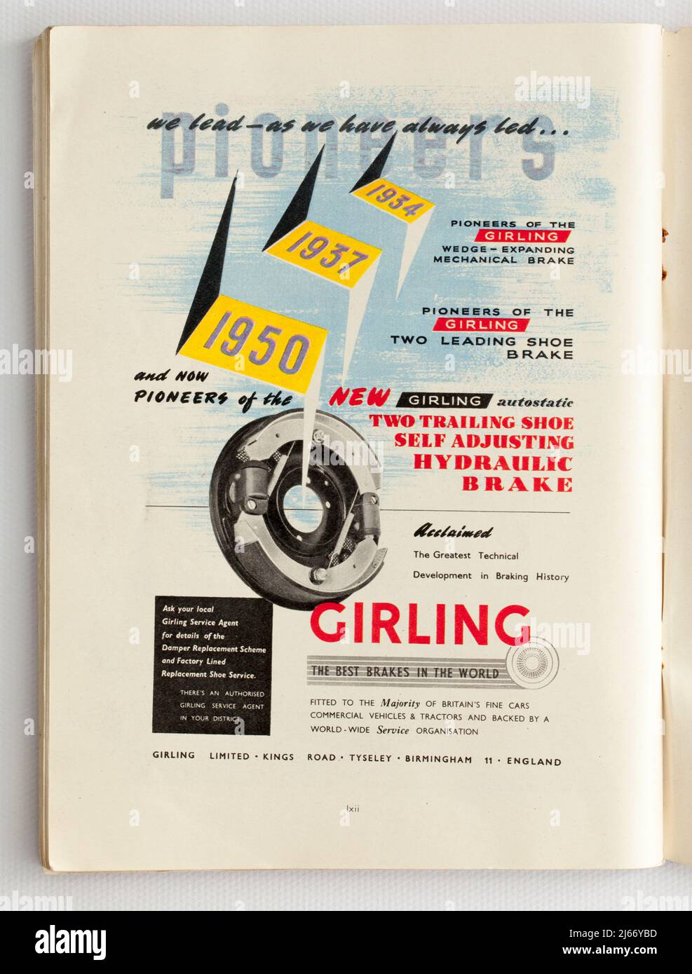 1950s annonce Girling Brakes Banque D'Images