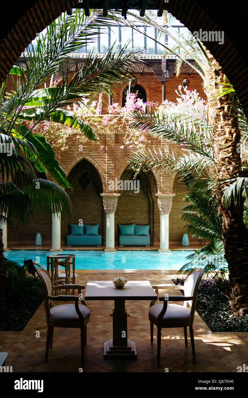 Voyager au Maroc. Riad traditionnel à Marrakech. Banque D'Images