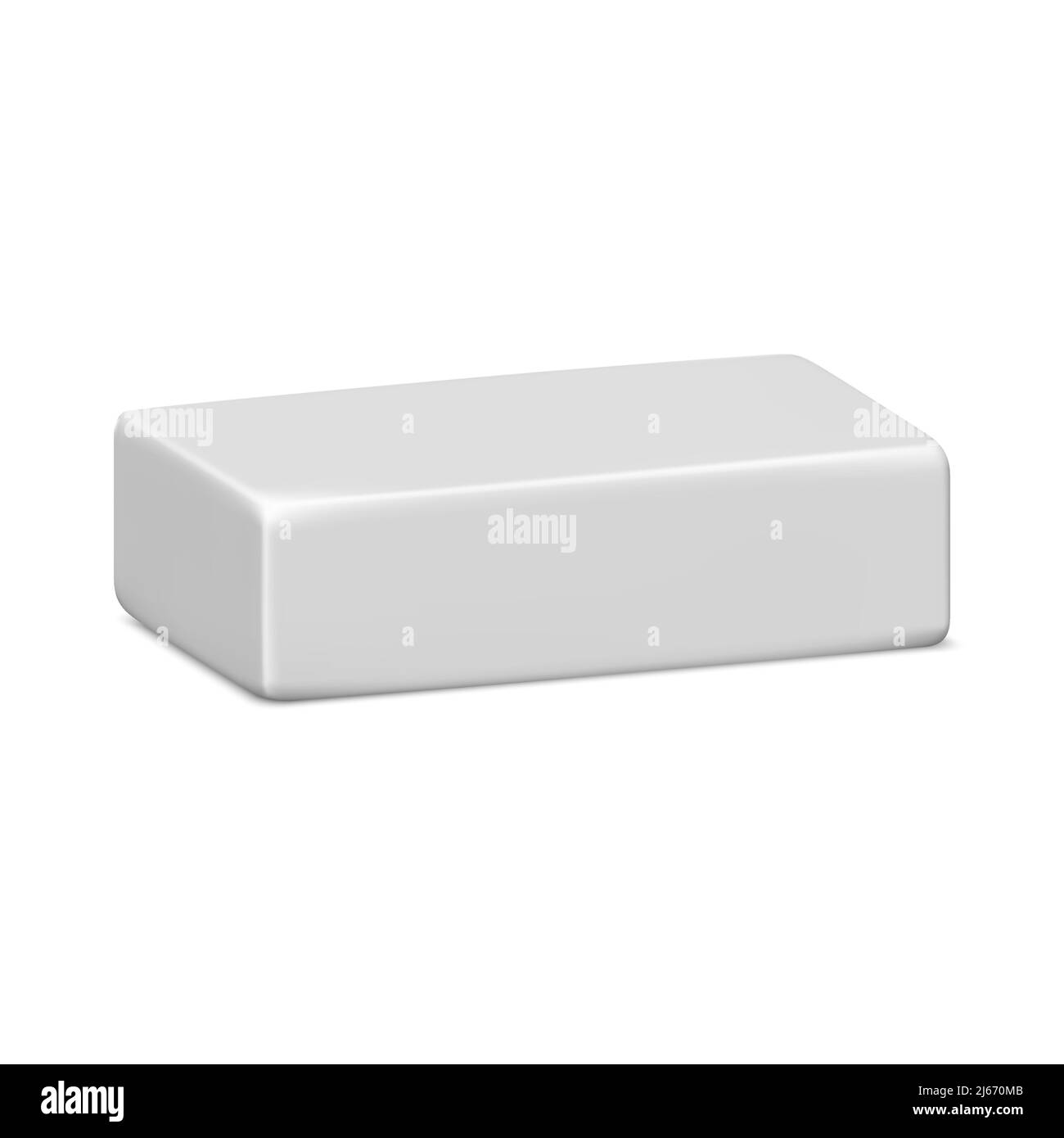 Maquette de barre de savon. Gabarit de savon blanc 3D, pièce propre. Illustration des produits de toilette faits main. Savon carré solide vierge, cosmétiques de salle de bains, nat Illustration de Vecteur