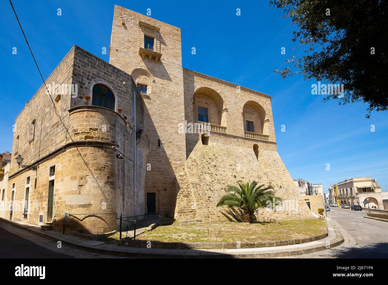 Magnifique Castello di Ugento, Apulia (Puglia), Italie. Banque D'Images