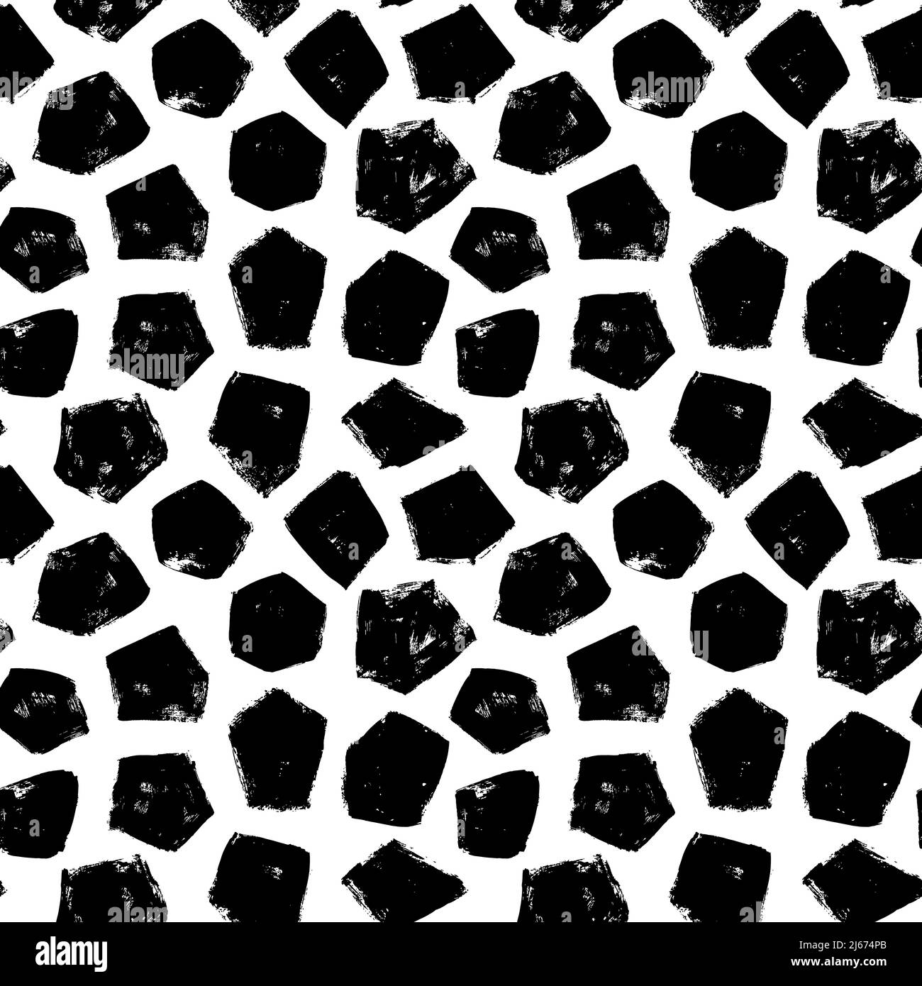 Motif noir sans couture en mosaïque de grunge dessiné à la main. Illustration de Vecteur