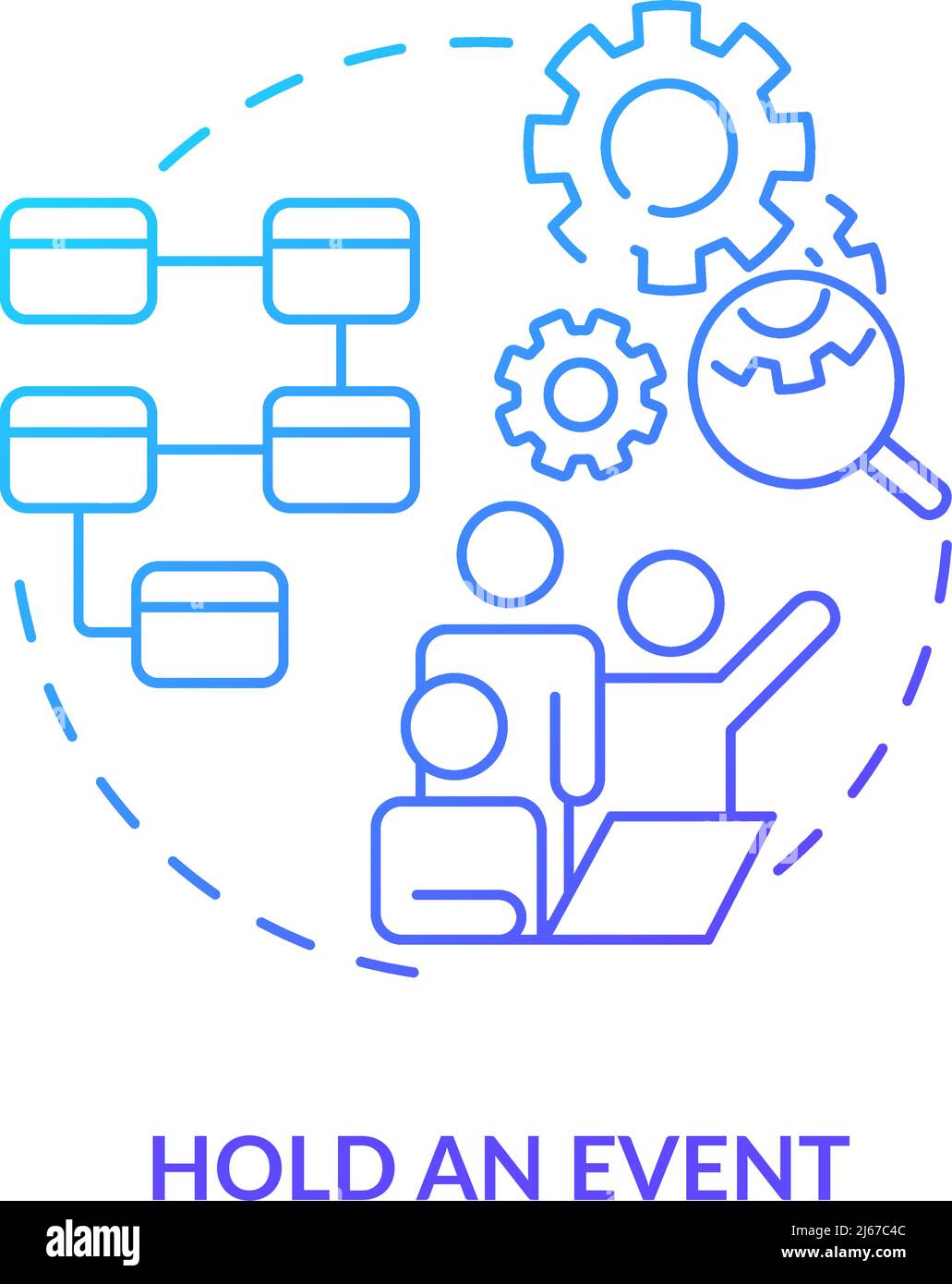 Maintenir l'icône de gradient bleu de l'événement enfoncée Illustration de Vecteur