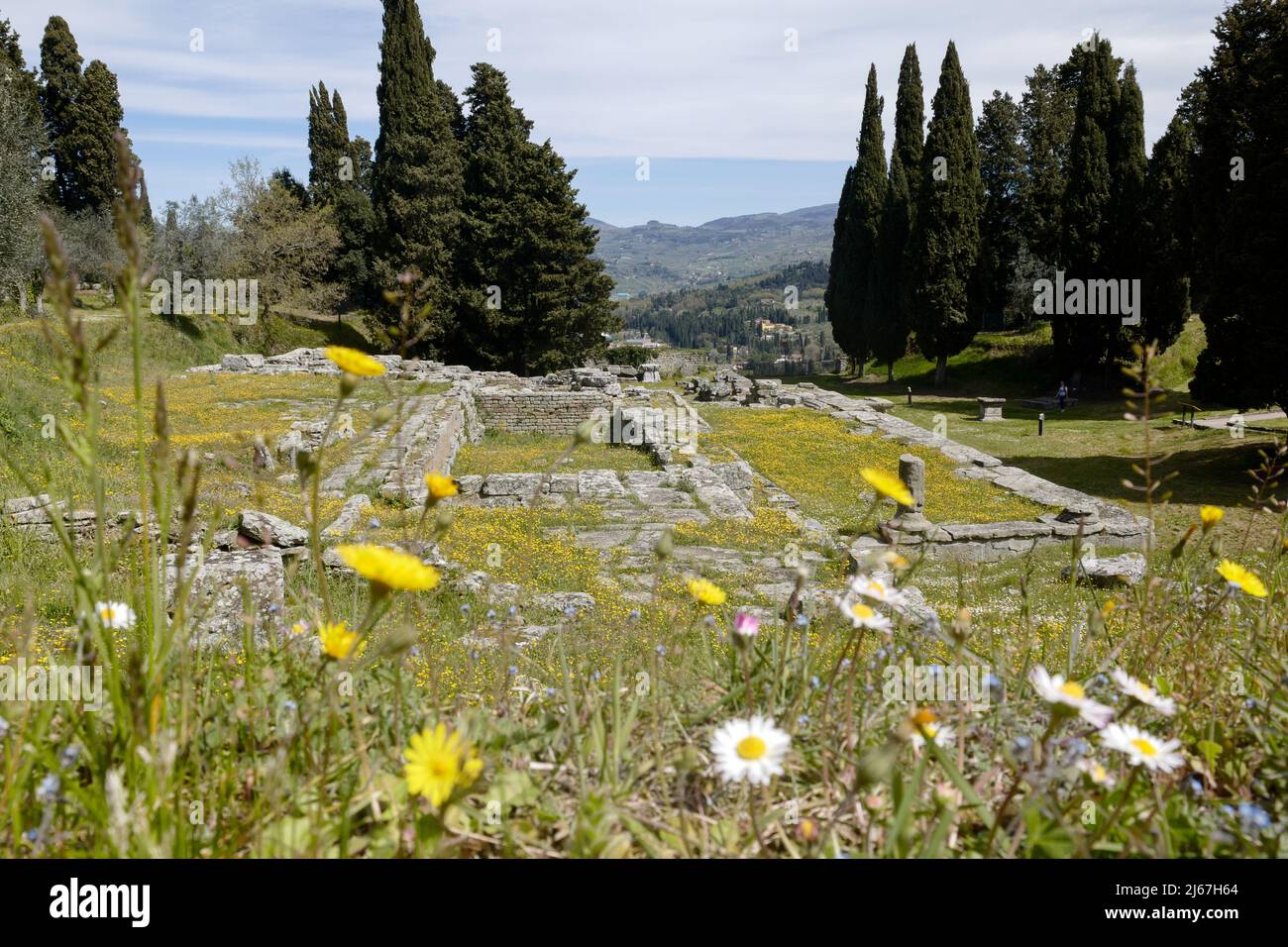 Ruines du temple romain de Fiesole, près de Florence, Toscane, Italie, avril 2022 Banque D'Images