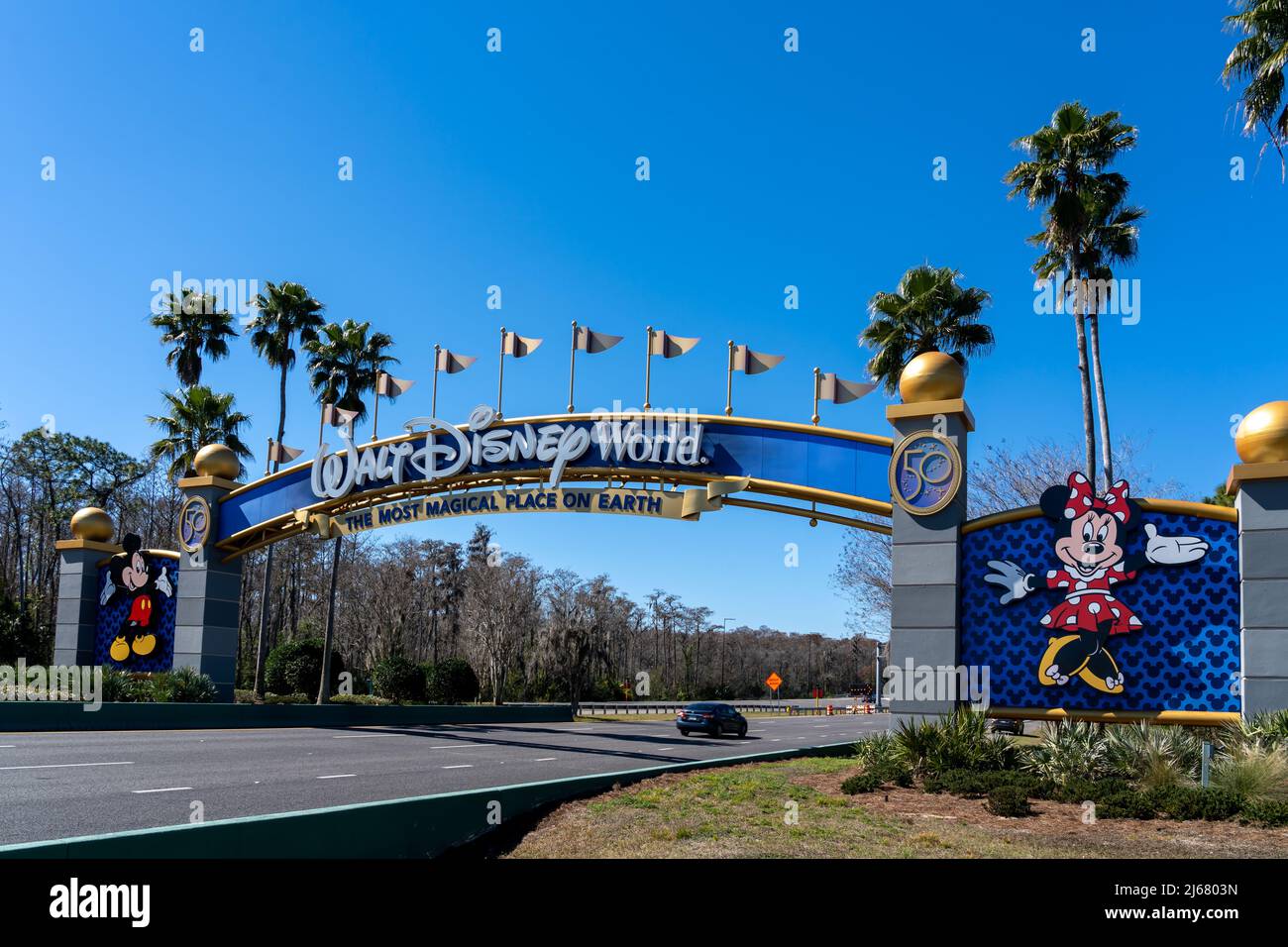 Orlando, Floride, États-Unis - 9 février 2022 : une porte d'entrée de Walt Disney World à Orlando, Floride, États-Unis. Walt Disney World est un reso de divertissement Banque D'Images