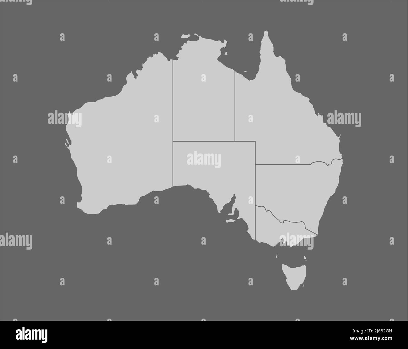 Carte régionale de l'Australie sur fond gris Illustration de Vecteur