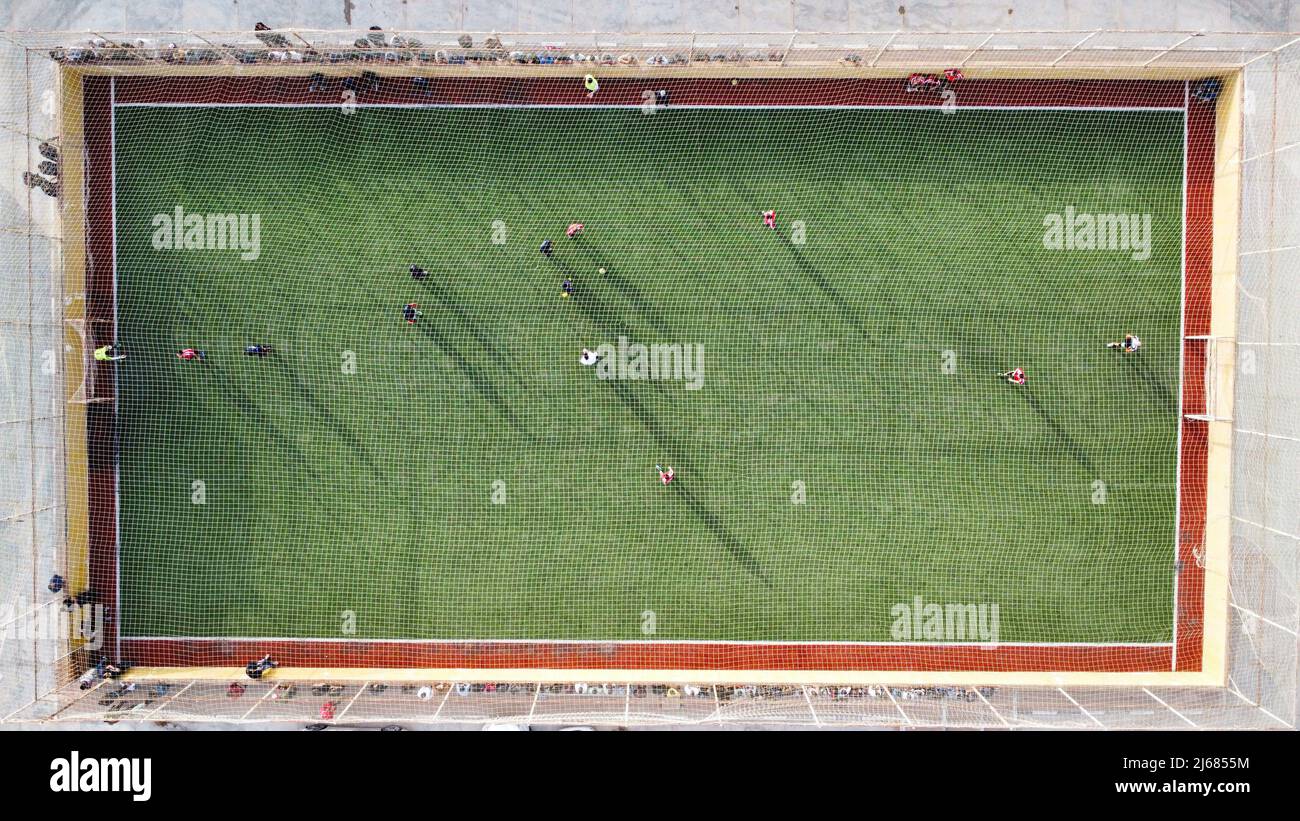 (NOTE DES ÉDITEURS: Image prise avec drone) le stade de la Fondation pour la réforme et la réhabilitation, photo prise avec un drone Banque D'Images