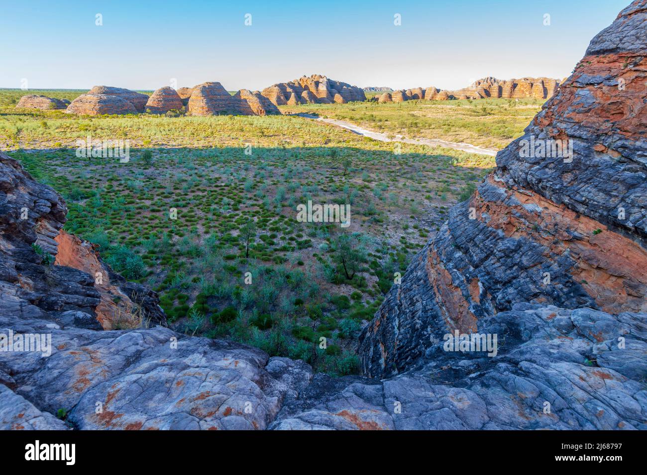 Piccaninny Lookout dans le parc national de Purnululu ou Bungle Bungles, site classé au patrimoine mondial de l'UNESCO dans les Kimberley, Australie occidentale, Australie occidentale, Australie Banque D'Images