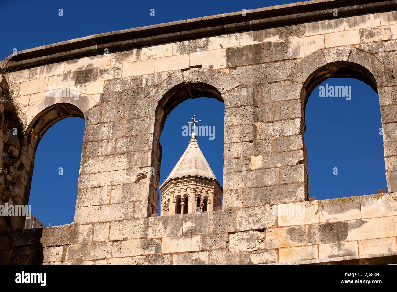 La ville de Split en Croatie dans la région de Dalmatie, site touristique de la cathédrale Saint Domnius Banque D'Images