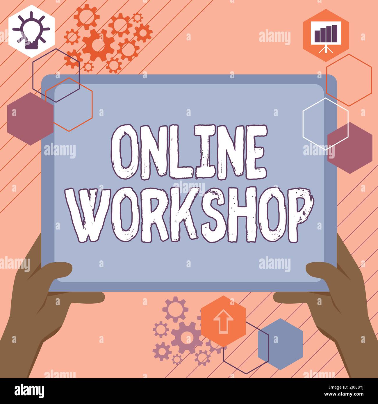 Atelier en ligne sur l'écriture manuscrite. Concept signification montre des marchandises et des marchandises sur les sites Web électroniques main en utilisant les grands plans de recherche de tablette Banque D'Images