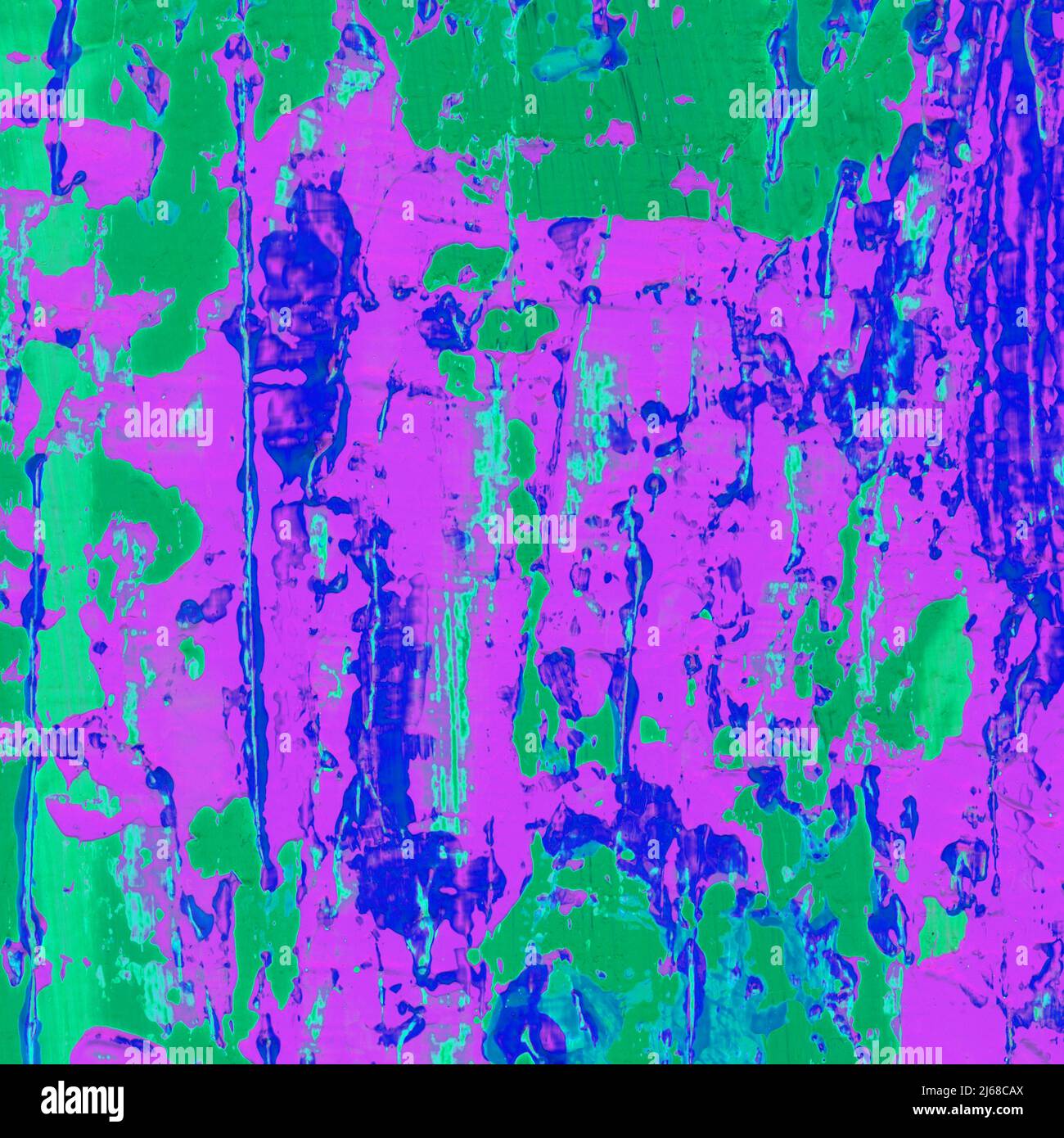Peinture abstraite en violet, vert et bleu, style grunge. Ajout de peinture avec un couteau à pallette. Banque D'Images