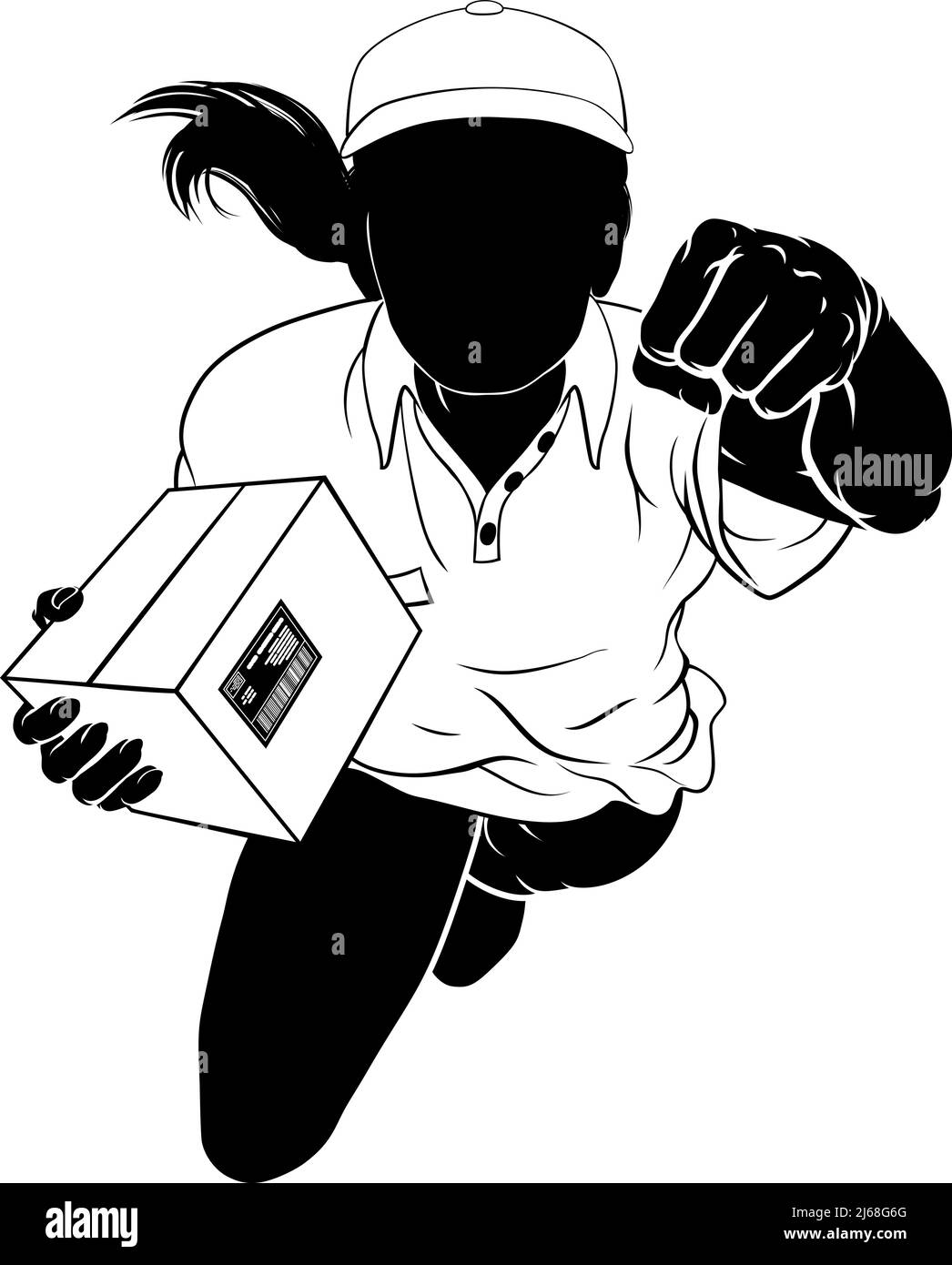 Silhouette Super Hero Delivery Woman Courier Illustration de Vecteur