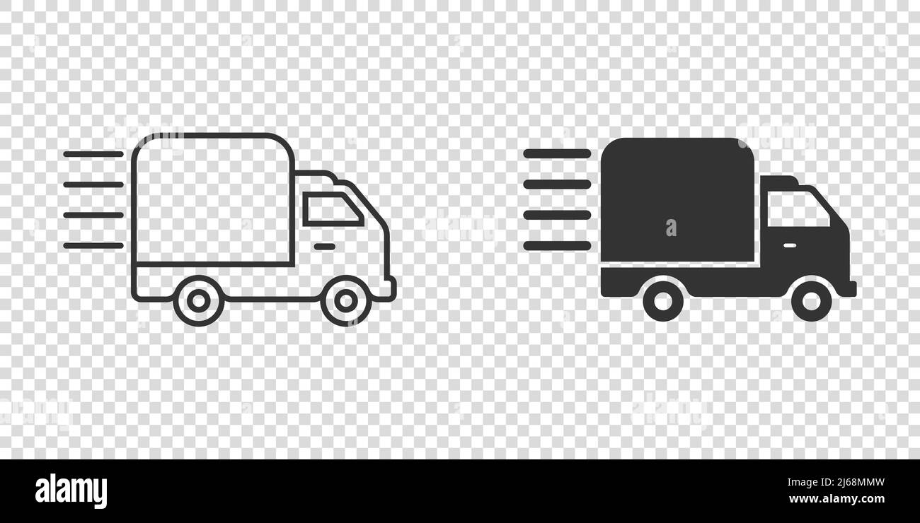 Icône expédition rapide de style plat. Illustration vectorielle du chariot de livraison sur un arrière-plan isolé. Concept commercial Express Logistics Sign. Illustration de Vecteur