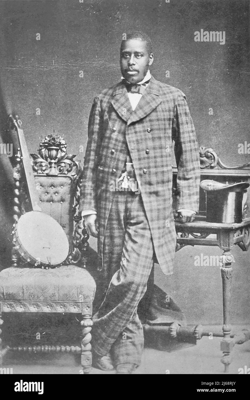 Horace Weston - joueur de Banjo - image de la carte du Cabinet du joueur et compositeur de banjo américain Horace Weston (1825-1890), posant avec son instrument. Banque D'Images