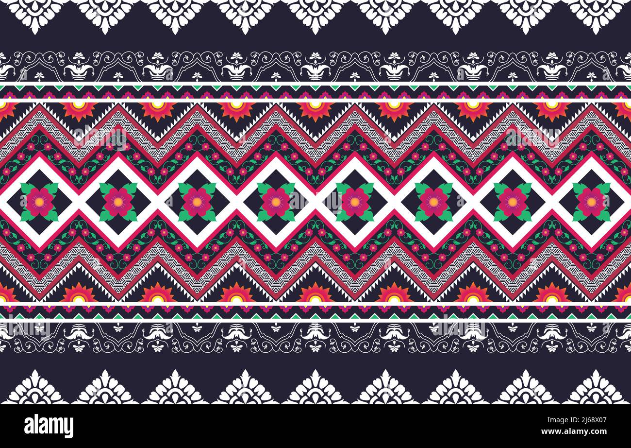 Motif floral tribal Ikat sans coutures. Tissu ethnique aztèque tapis mandala ornement textile natif de boho chevron. Ébroide géométrique oriental tranditionnel Illustration de Vecteur